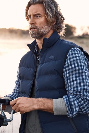 JP1880 Quilted Gilet Stand-up Collar Navy - Jassen - Grote Maten Herenjassen