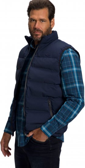 JP1880 Quilted Gilet Stand-up Collar Navy - Jassen - Grote Maten Herenjassen