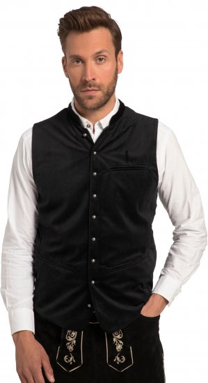 JP1880 Velvet Vest Traditional Black - Alle kleding - Herenkleding in grote maten