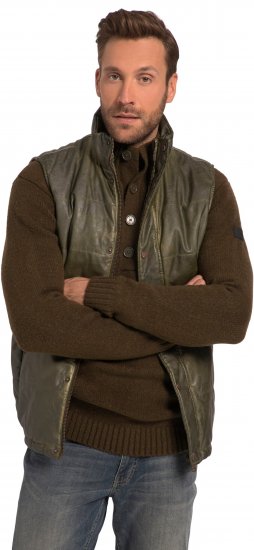 JP1880 Quilted Gilet Vintage Leather Green - Jassen - Grote Maten Herenjassen