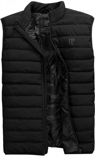 JP1880 Quilted Gilet Stand-Up Collar Black - Jassen - Grote Maten Herenjassen