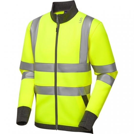 Leo Arganite Ecoviz Zipped Sweatshirt Hi-Vis Yellow - Werkkleding - Werkkleding Grote Maten Heren