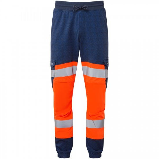 Leo Hawkridge Ecoviz High Performance 4X Stretch Trouser Hi-Vis Orange/Navy Print - Werkkleding - Werkkleding Grote Maten Heren
