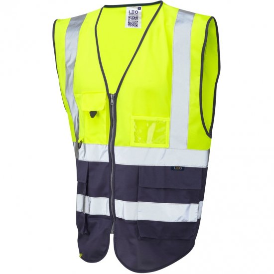 Leo Lynton Ecoviz Superior Waistcoat Hi-Vis Yellow/Navy - Werkkleding - Werkkleding Grote Maten Heren