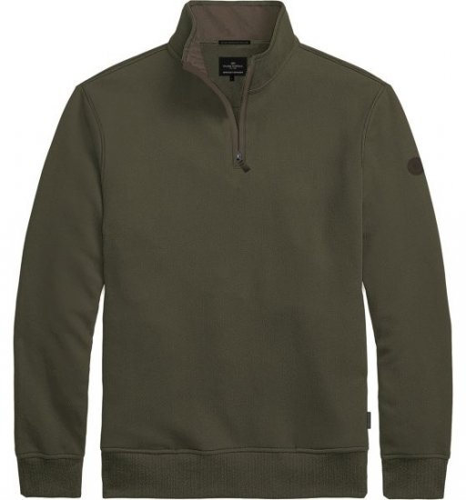 Double Outfitters MTOP-1163 Sweater met halve rits Kaki - Sweaters & hoodies - Sweaters & Hoodies Grote Maten Heren