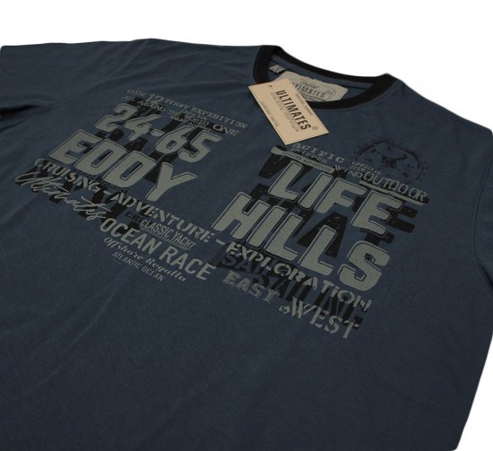 EDDY HILLS Life T-shirt Navy - T-shirts - Grote Maten T-shirts Heren