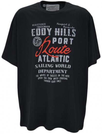 EDDY HILLS Atlantic T-shirt Black - T-shirts - Grote Maten T-shirts Heren