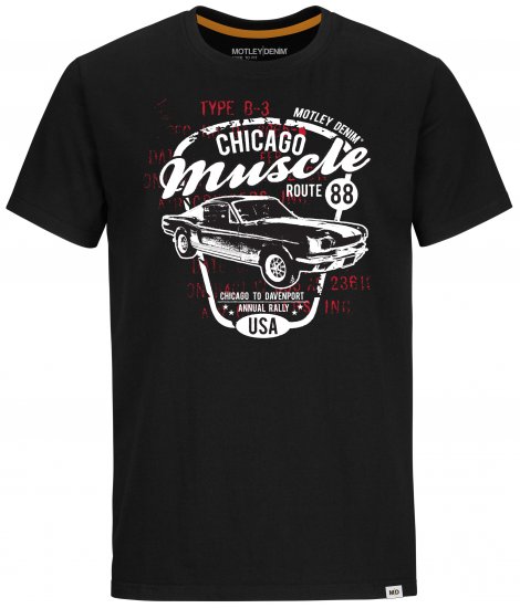 Motley Denim Newport T-shirt Black - T-shirts - Grote Maten T-shirts Heren