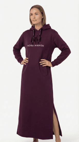 Nora Mikken MARI Maxi Hoodie Dress Mauve Wine - DAMESKLEDING XS-XXL - 