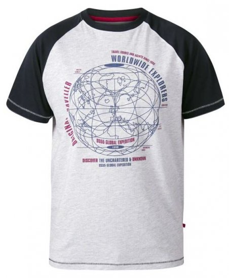 D555 Obama Worldwide Explorers T-Shirt Off White Marl - T-shirts - Grote Maten T-shirts Heren