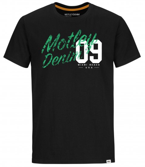 Motley Denim Oxford T-Shirt Green on Black - T-shirts - Grote Maten T-shirts Heren