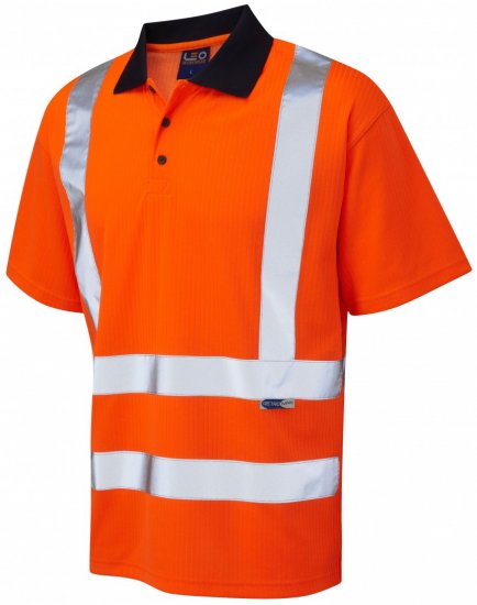 Leo Croyde Comfort Polo Shirt Hi-Vis Orange - Werkkleding - Werkkleding Grote Maten Heren
