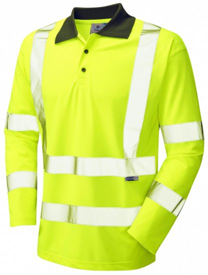 Leo Woolsery Coolviz L/S Polo Shirt Hi-Vis Yellow - Werkkleding - Werkkleding Grote Maten Heren