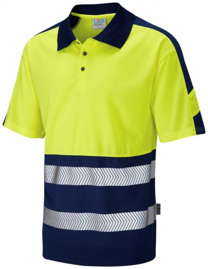 Leo Watersmeet Coolviz Plus Polo Hi-Vis Yellow/Navy - Werkkleding - Werkkleding Grote Maten Heren