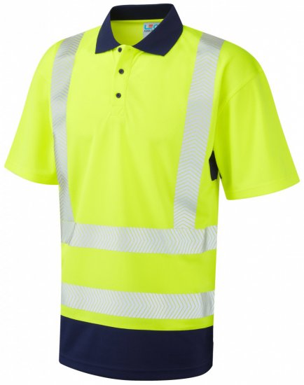 Leo Mortehoe Coolviz Plus Polo Hi-Vis Yellow/Navy - Werkkleding - Werkkleding Grote Maten Heren