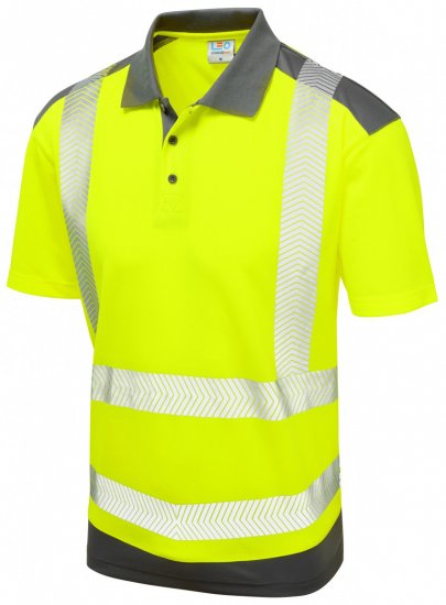 Leo Peppercombe Coolviz Plus Polo Hi-Vis Yellow/Grey - Werkkleding - Werkkleding Grote Maten Heren