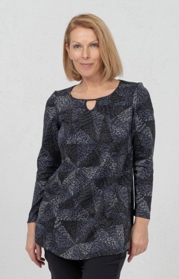 Scandinavian Caramel Triangles Tunic Dark Blue - Bedrukte T-shirts voor dames - 