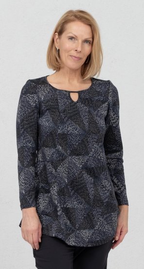 Scandinavian Caramel Triangles Tunic Dark Blue - Bedrukte T-shirts voor dames - 
