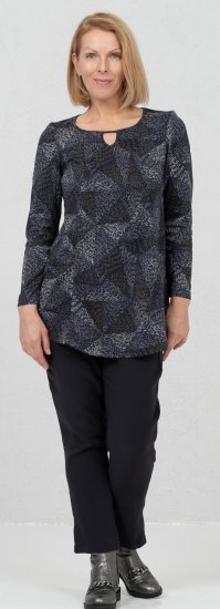 Scandinavian Caramel Triangles Tunic Dark Blue - Bedrukte T-shirts voor dames - 