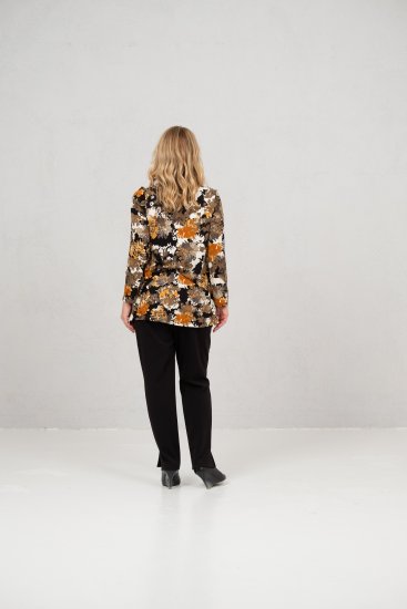 Scandinavian Caramel Flower Petals Tunic Orange and Brown - Bedrukte T-shirts voor dames - 