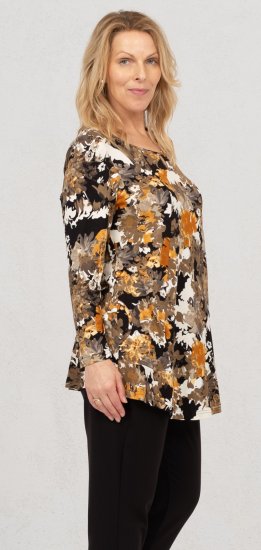 Scandinavian Caramel Flower Petals Tunic Orange and Brown - Bedrukte T-shirts voor dames - 