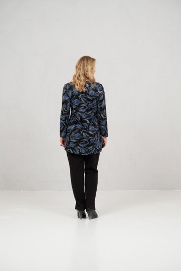 Scandinavian Caramel Swirls Tunic Blue - Bedrukte T-shirts voor dames - 