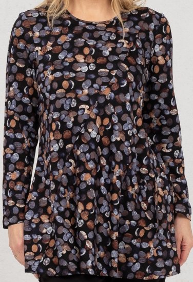 Scandinavian Caramel Flower Petals Tunic Copper and Blue - Bedrukte T-shirts voor dames - 