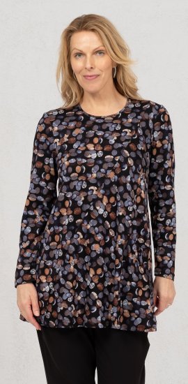 Scandinavian Caramel Flower Petals Tunic Copper and Blue - Bedrukte T-shirts voor dames - 