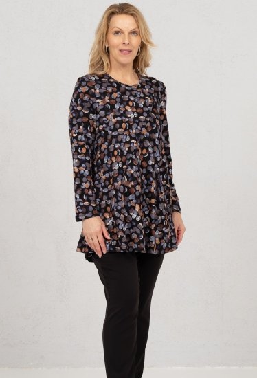 Scandinavian Caramel Flower Petals Tunic Copper and Blue - Bedrukte T-shirts voor dames - 