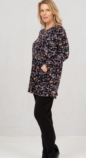 Scandinavian Caramel Flower Petals Tunic Copper and Blue - Bedrukte T-shirts voor dames - 