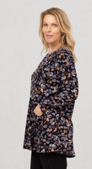 Scandinavian Caramel Flower Petals Tunic Copper and Blue - Bedrukte T-shirts voor dames - 