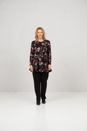 Scandinavian Caramel Flowers Tunic Red and Pink - Bedrukte T-shirts voor dames - 