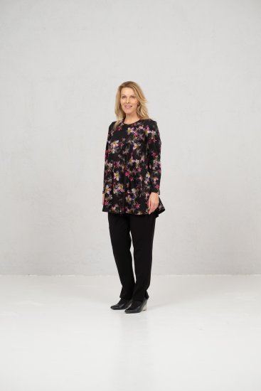 Scandinavian Caramel Flowers Tunic Red and Pink - Bedrukte T-shirts voor dames - 