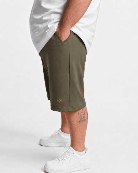 Motley Denim Paris Sweatshorts Dark Khaki - Joggingbroeken & shorts - Joggingbroeken & Shorts Heren Grote Maten
