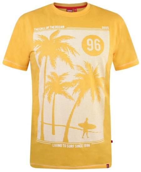 D555 Kansas T-shirt Yellow - T-shirts - Grote Maten T-shirts Heren