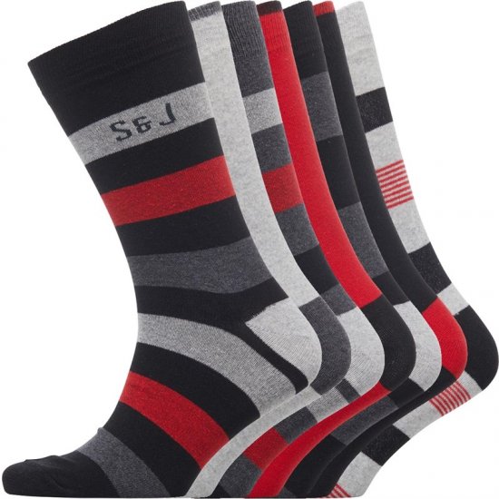 Smith & Jones Red line 7-pack Socks - Ondergoed & zwem - Grote Maten Ondergoed Heren