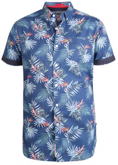 D555 Reuben Hawaii Shirt Navy - Overhemden - Overhemden Grote Maten Heren