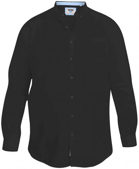 D555 Richard Long Sleeve Oxford Shirt Black - Overhemden - Overhemden Grote Maten Heren