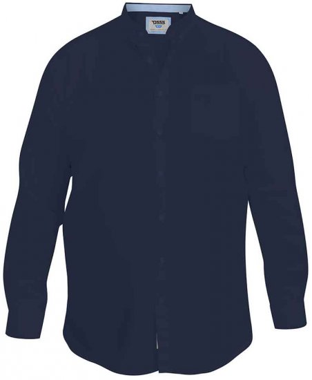 D555 Richard Long Sleeve Oxford Shirt Navy - Overhemden - Overhemden Grote Maten Heren