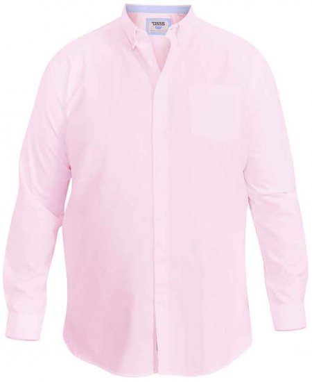 D555 Richard Long Sleeve Oxford Shirt Pink - Overhemden - Overhemden Grote Maten Heren