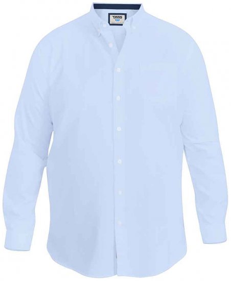 D555 Richard Long Sleeve Oxford Shirt Sky Blue - Overhemden - Overhemden Grote Maten Heren