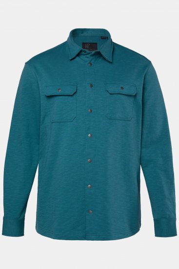 JP1880 Jersey Shirt Long Sleeve Modern Fit Blue - Overhemden - Overhemden Grote Maten Heren