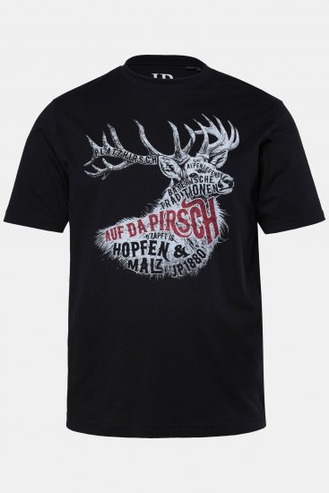 JP1880 T-Shirt Elk Print Black - T-shirts - Grote Maten T-shirts Heren