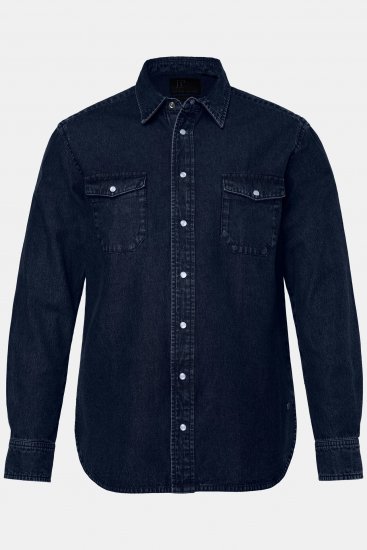 JP1880 Denim Shirt Flexnamic Long Sleeve Navy - Overhemden - Overhemden Grote Maten Heren