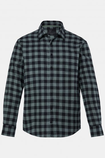 JP1880 Checked Flannel Shirt Long Sleeve Eucalyptus Green - Overhemden - Overhemden Grote Maten Heren