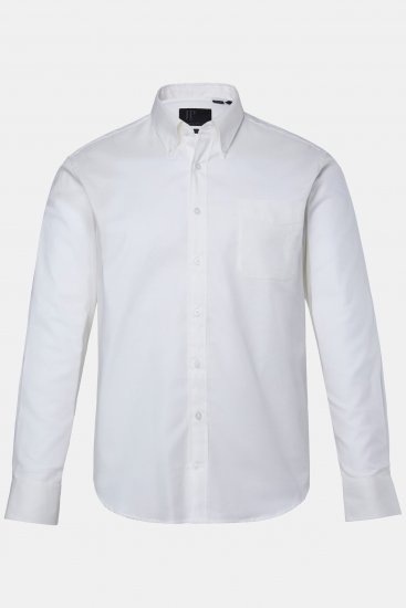 JP1880 Oxford Shirt Flexnamic Long Sleeve Snow White - Overhemden - Overhemden Grote Maten Heren