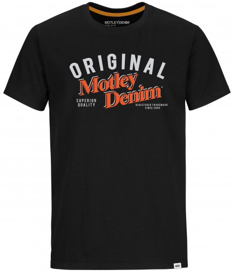 Motley Denim Salford T-shirt Orange on Black - T-shirts - Grote Maten T-shirts Heren