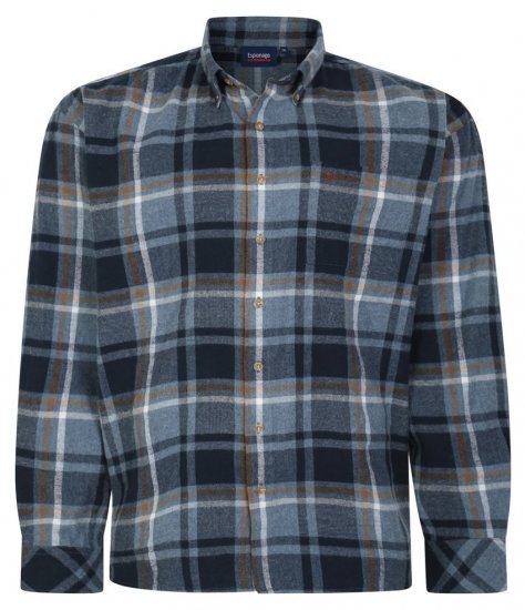 Espionage SH394 Geborsteld geruit overhemd airforce/navyblauw - Overhemden - Overhemden Grote Maten Heren