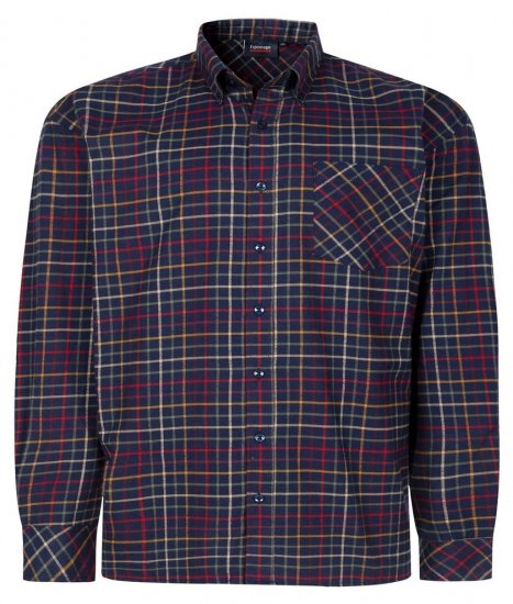 Espionage SH448 Geborsteld geruit overhemd navyblauw/multi - Overhemden - Overhemden Grote Maten Heren