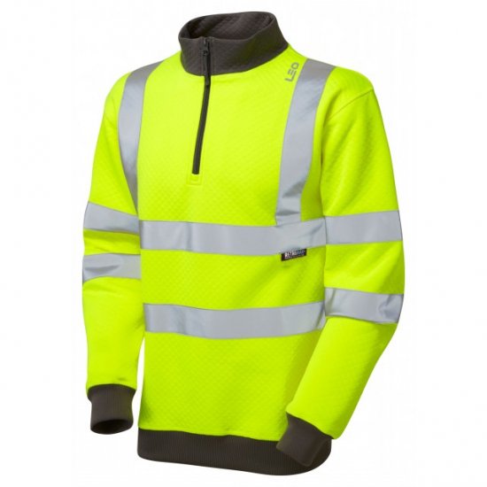 Leo Brynsworthy Ecoviz 1/4 Zip Sweatshirt Hi-Vis Yellow - Werkkleding - Werkkleding Grote Maten Heren
